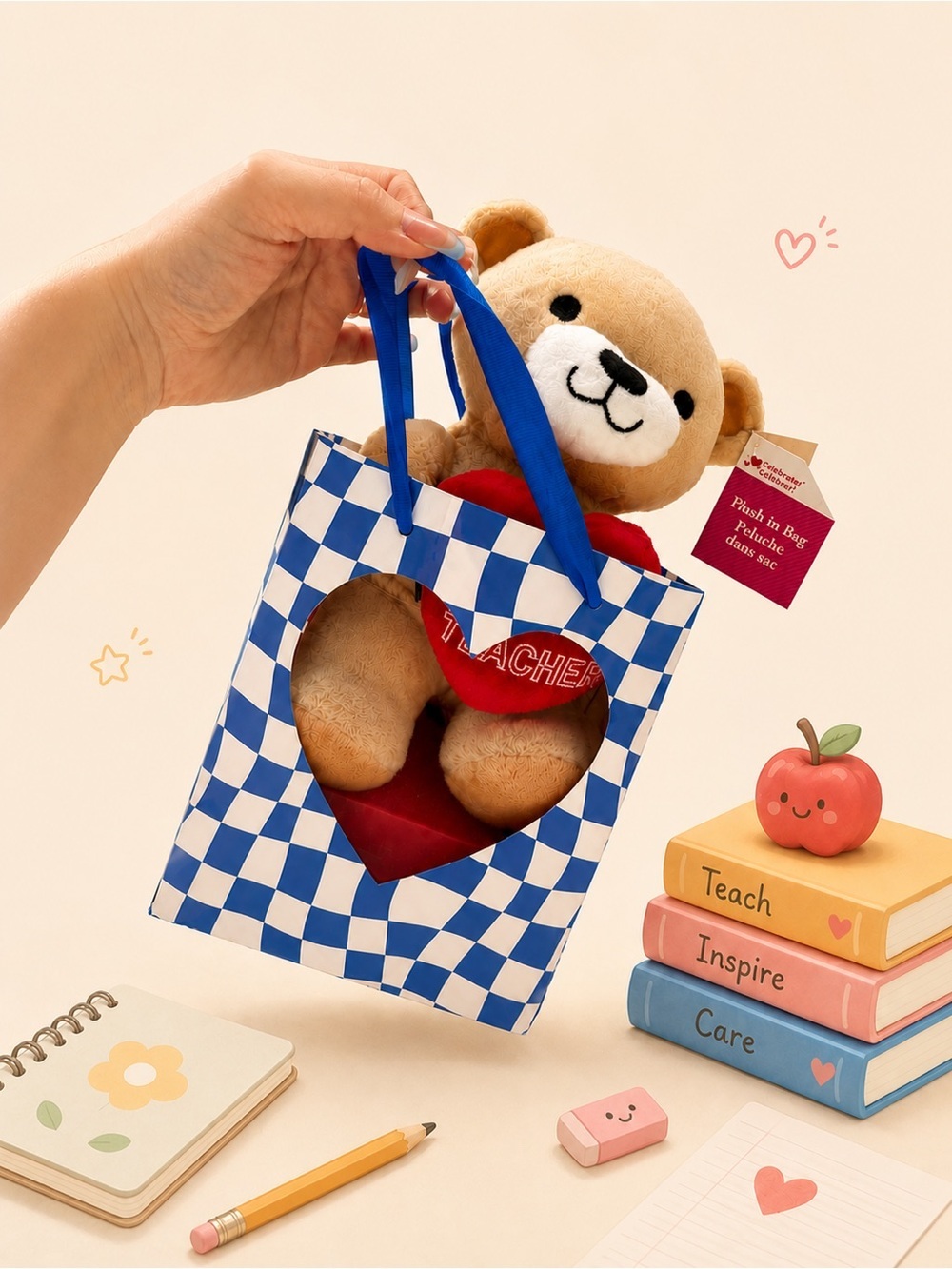 🧸 2/$45 NWT World’s Best Teacher Plush Bear Teacher Thank You Gift